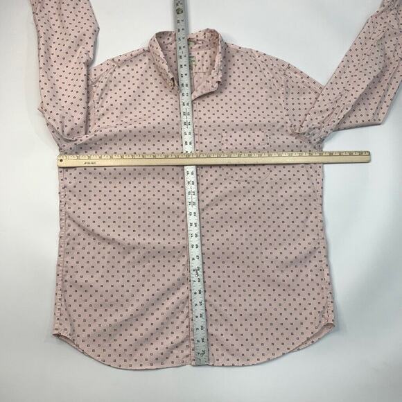 J Crew Shirt Mens XXL Slim Fit Pink Navy Cotton Stretch Printed Button Down - Picture 8 of 13